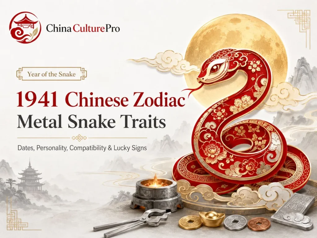 1941 Metal Snake zodiac cover with red gold snake moon forge and China Culture Pro logo