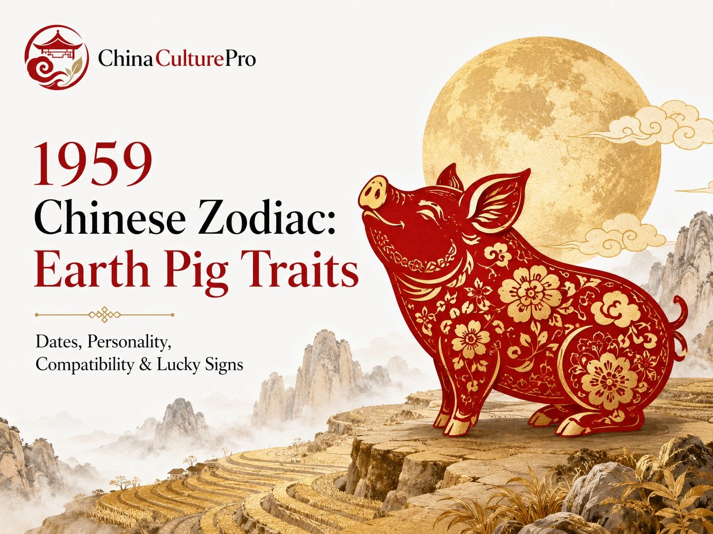 1959 Chinese Zodiac Earth Pig Cover Elegant Cultural Design China Culture Pro