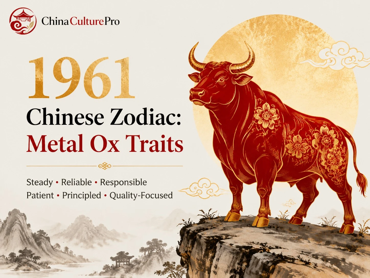 1961 Chinese Zodiac Metal Ox traits cover design