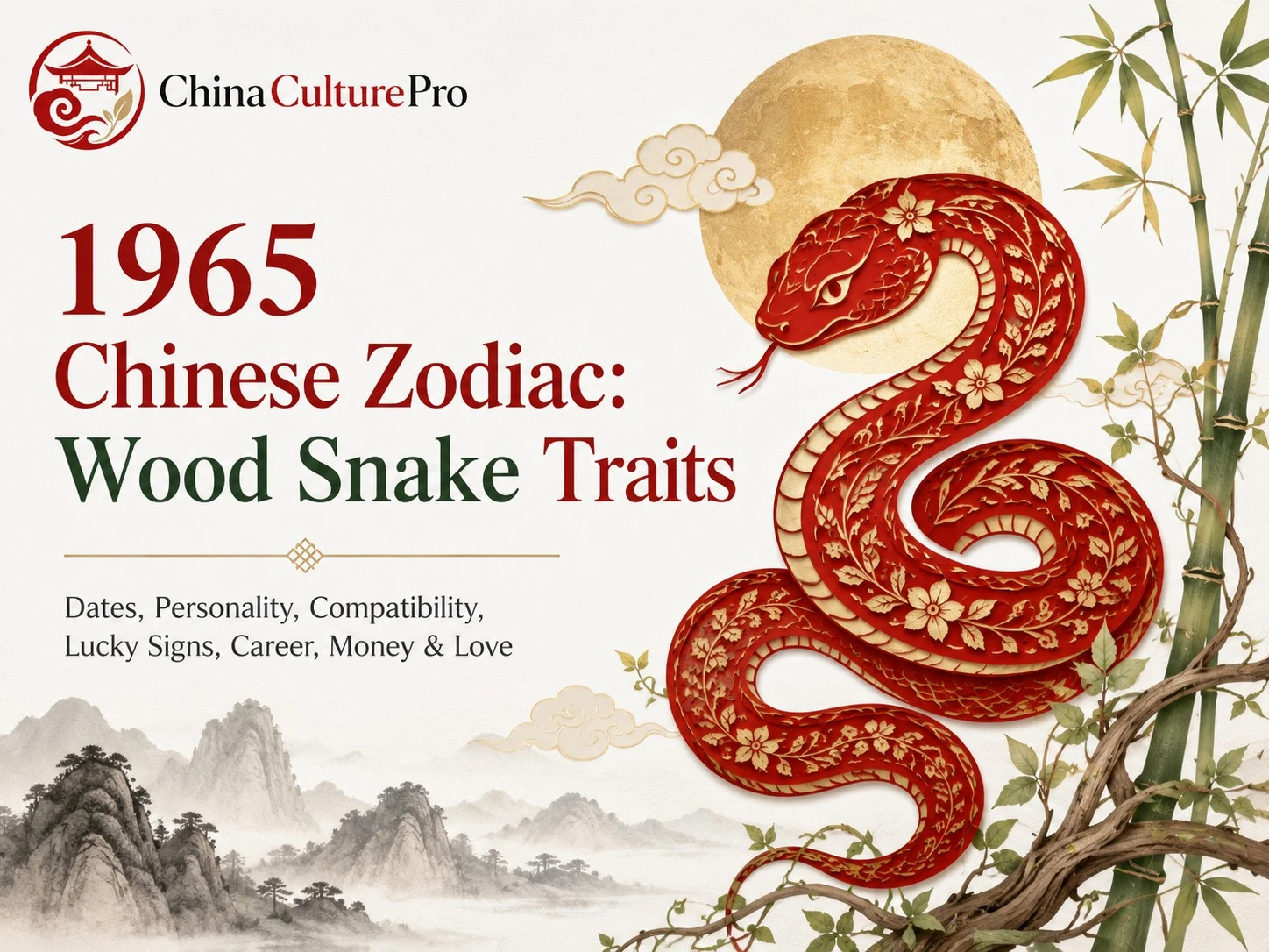 1965年木蛇中國生肖特質封面插圖 China Culture Pro