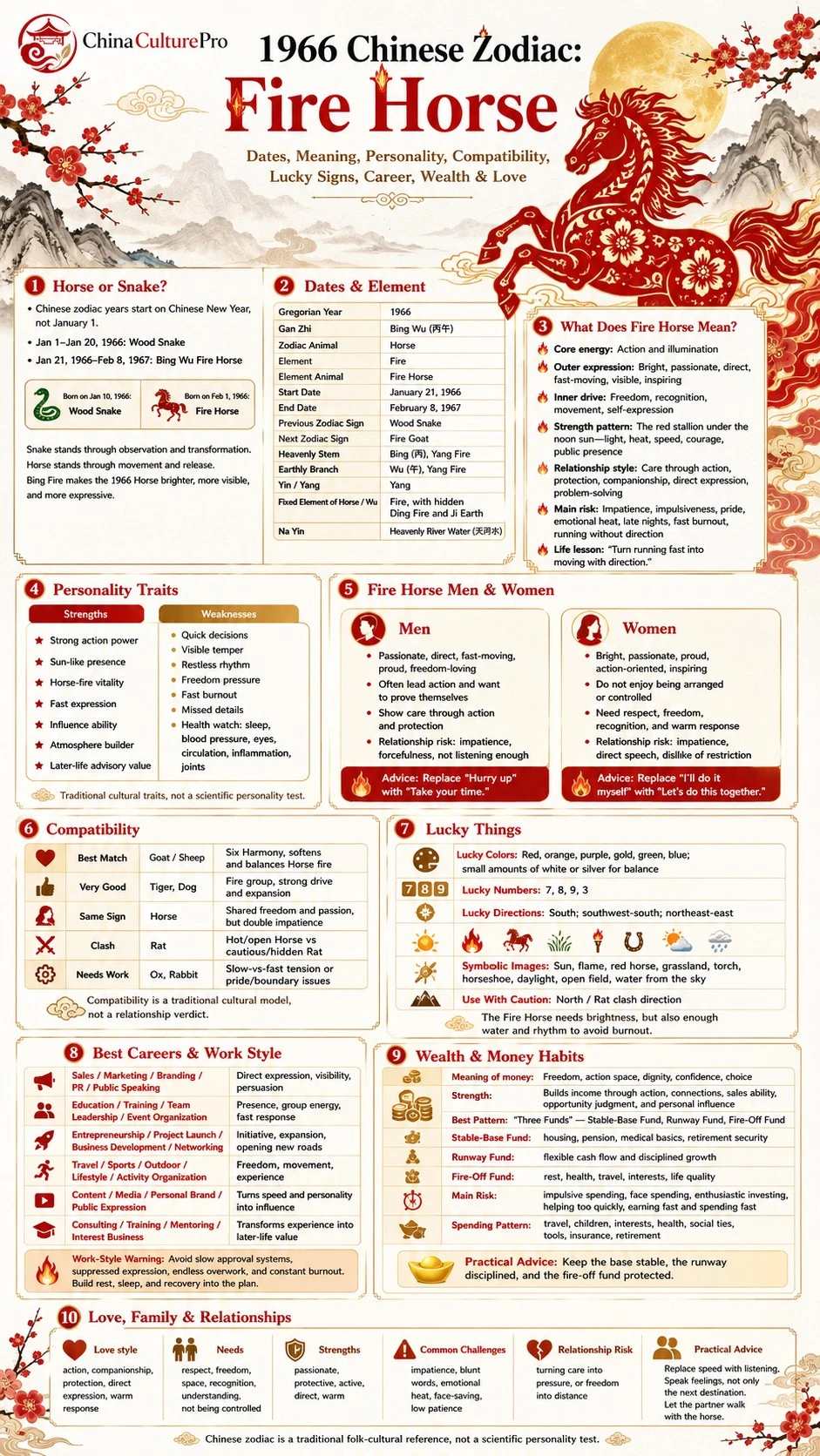 1966 Fire Horse Chinese Zodiac Complete Traits Infographic Guide Chart 1966 Fire Horse Chinese Zodiac Complete Traits Infographic Guide Chart