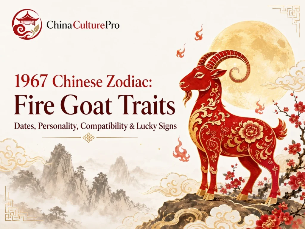 1967 Fire Goat Chinese Zodiac Cover Elegant Cultural Design China Culture Pro