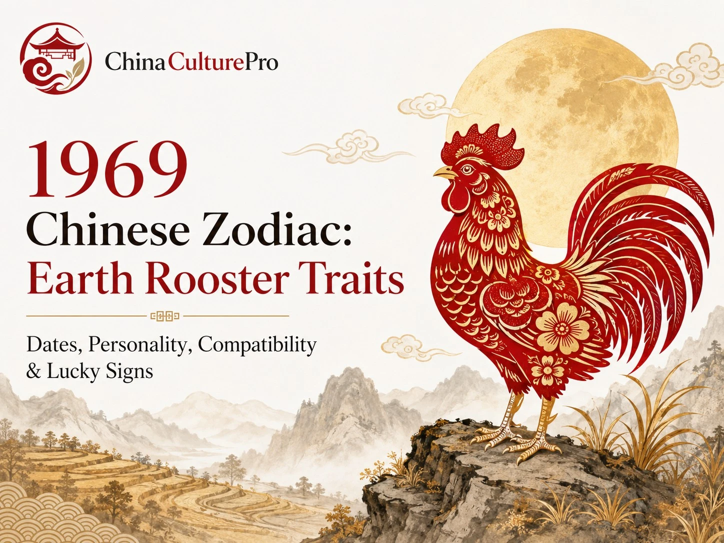 1969 Chinese Zodiac Earth Rooster Cover Elegant Cultural Design China Culture Pro