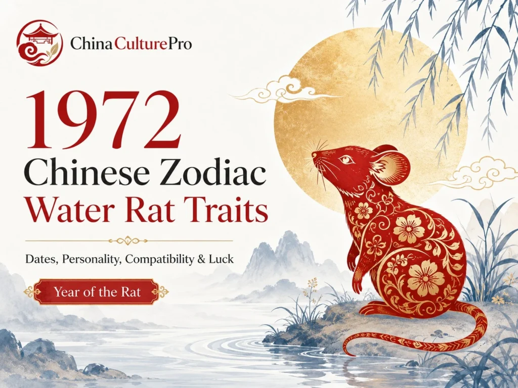 1972 Chinese Zodiac Water Rat Cover with Red Gold Rat Design