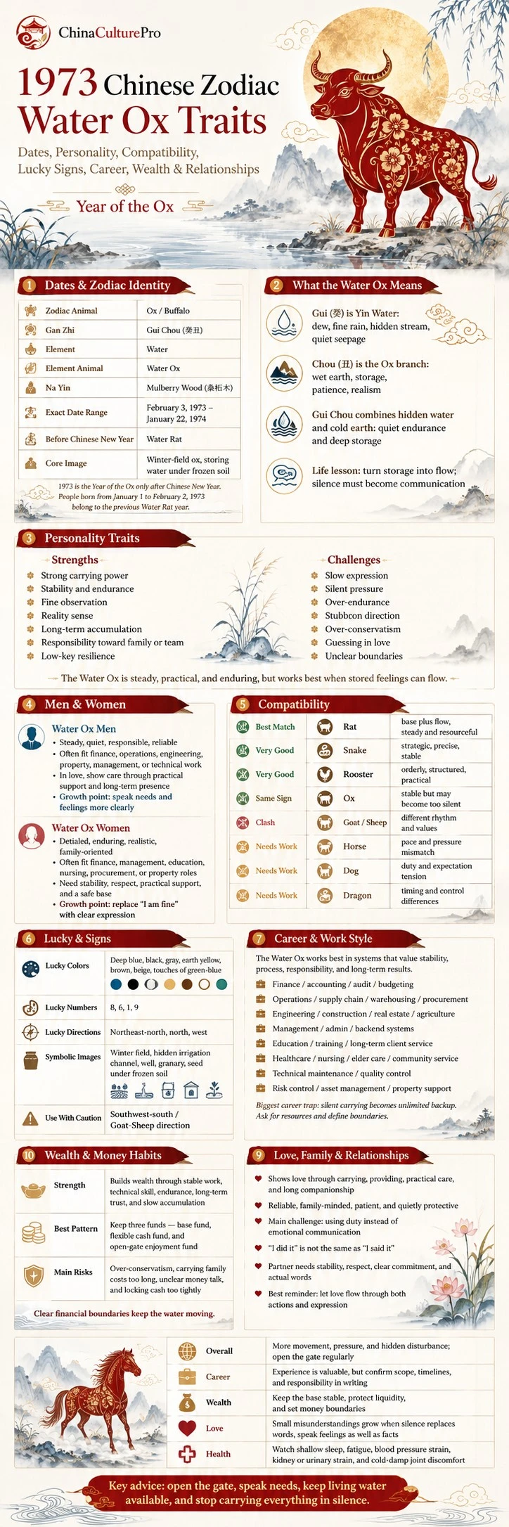1973 Water Ox Chinese Zodiac full traits infographic guide 1973 Water Ox Chinese Zodiac full traits infographic guide