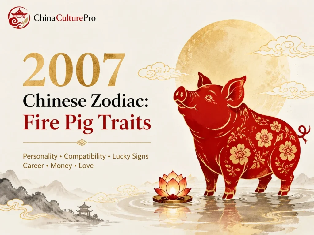 2007 Chinese Zodiac Fire Pig Cover Red Gold Design