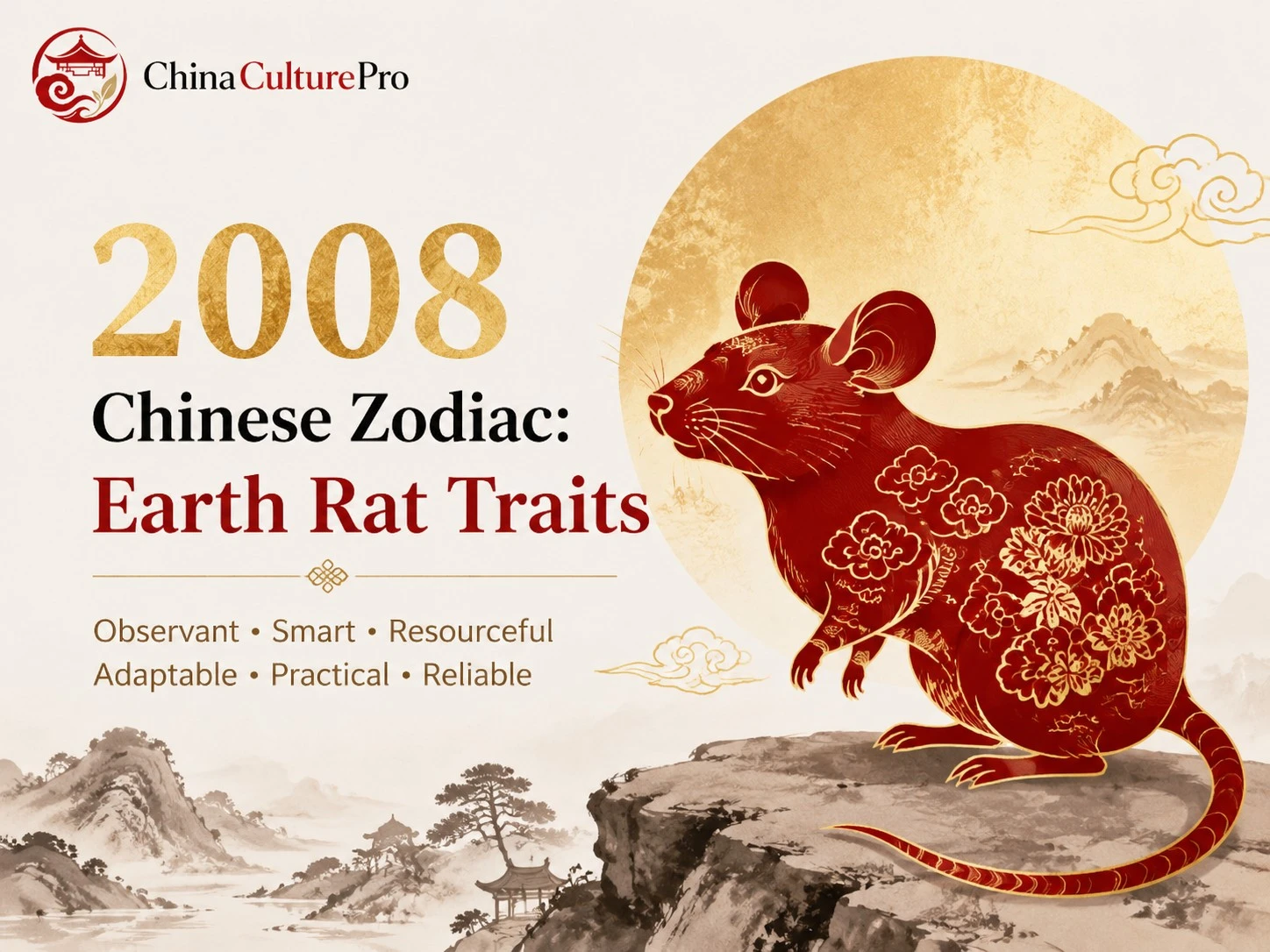 2008 Chinese Zodiac Earth Rat Cover Red Gold Design