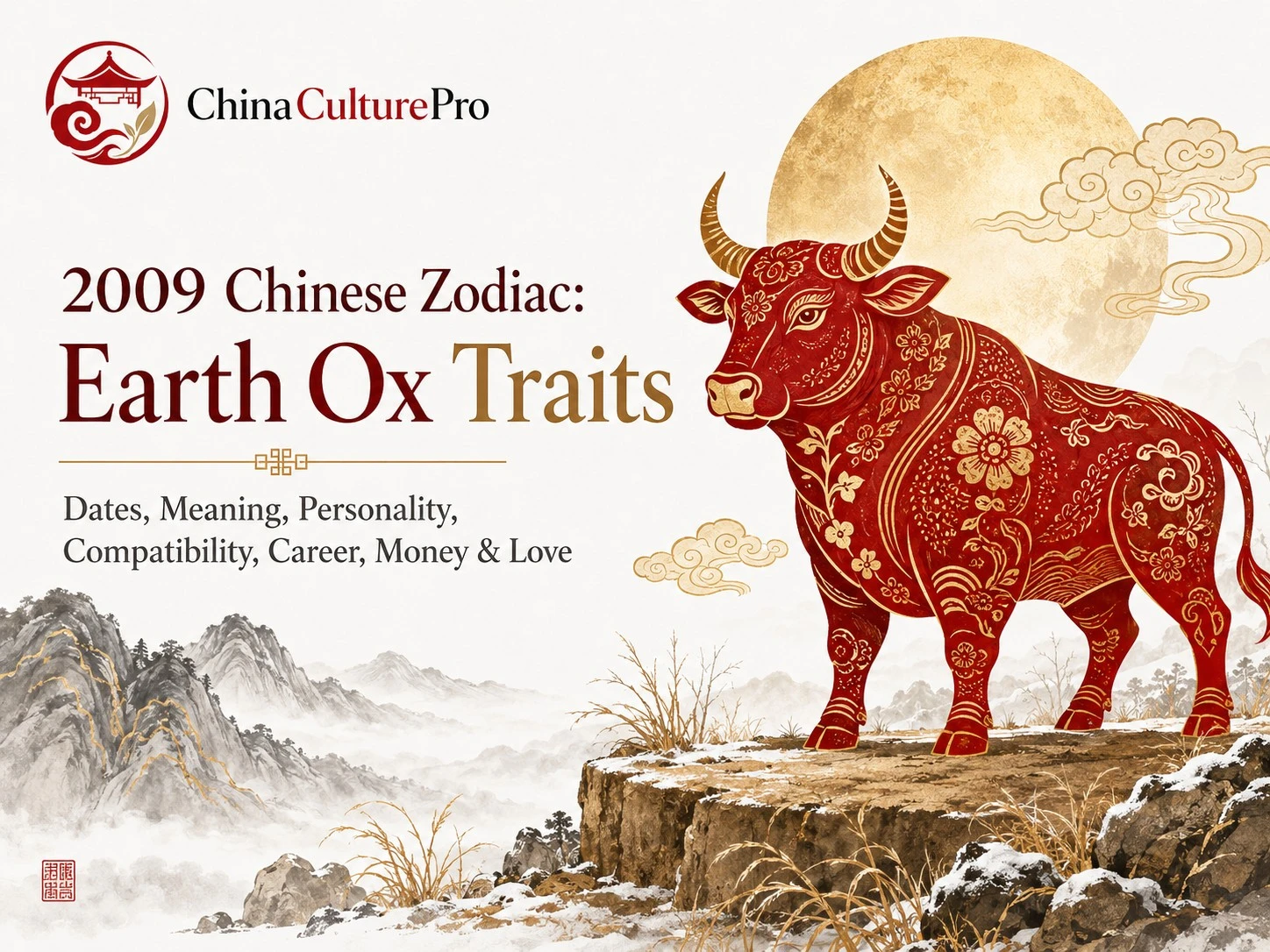 2009 Earth Ox Chinese Zodiac Cover Red Gold Design