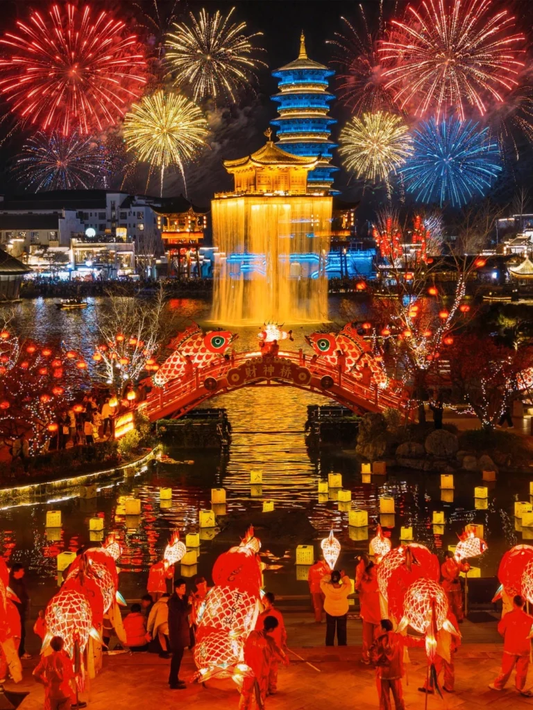 Chinese New Year celebration in Jiangxi with traditional festive decorations and cultural atmosphere