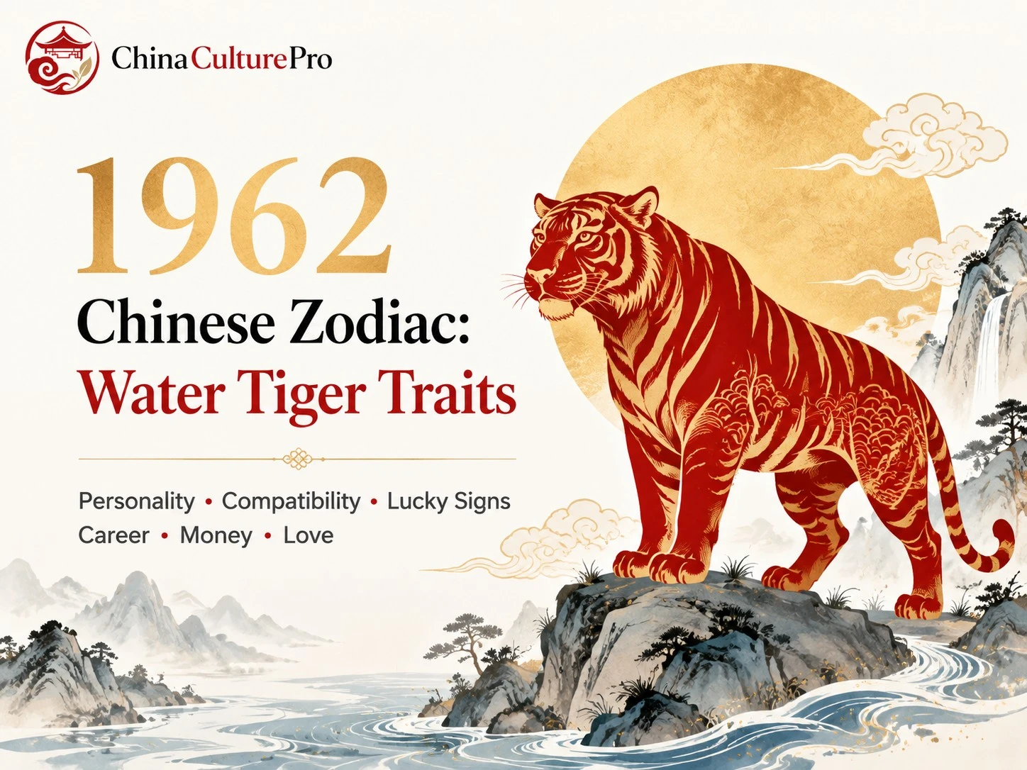 Chinese Zodiac 1962 Water Tiger Traits Guide Infographic Cover