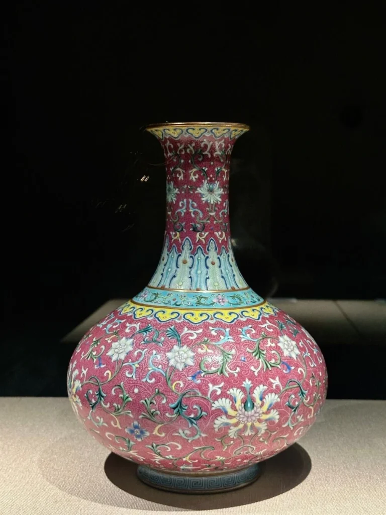 Exquisite Chinese porcelain vase with intricate enamel floral motifs and classical craftsmanship