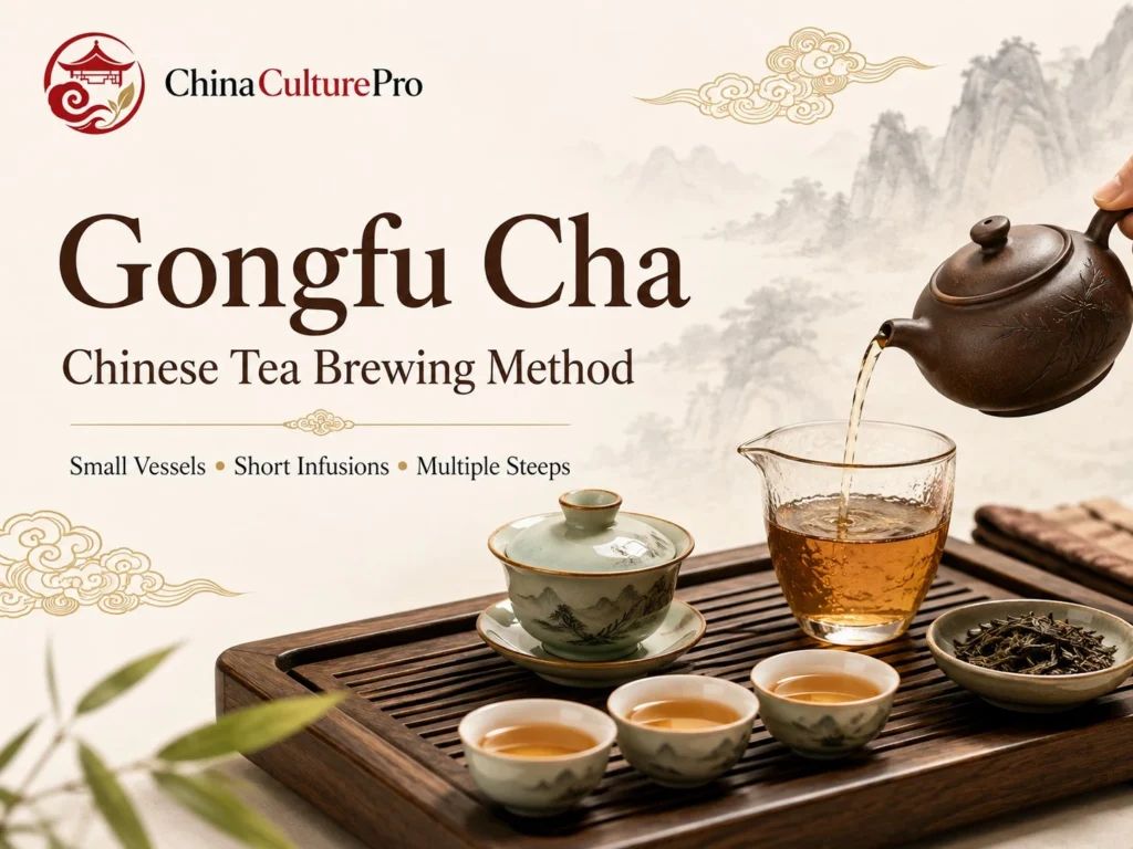Gongfu Cha cover with gaiwan, teapot, fairness cup, and small tea cups for Chinese tea brewing