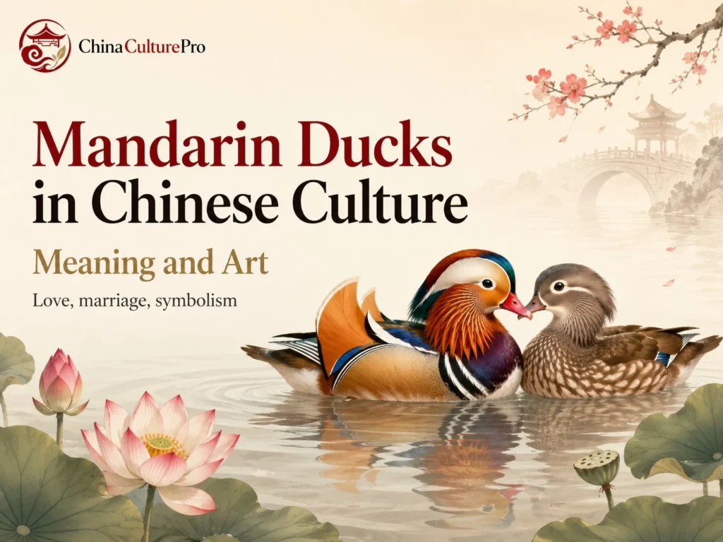 Mandarin Ducks in Chinese Culture Meaning and Art paired mandarin ducks on a lotus pond in traditional Chinese style