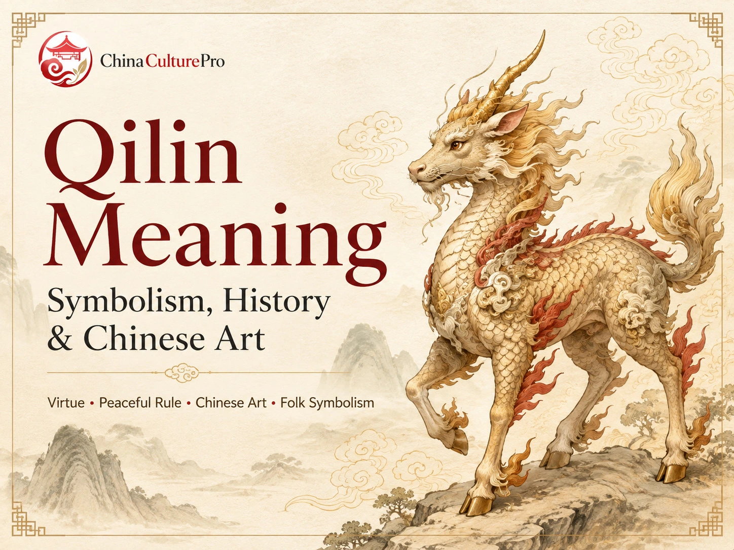 Qilin Meaning Symbolism History and Chinese Art with Chinese qilin mythical creature traditional cloud and mountain illustration