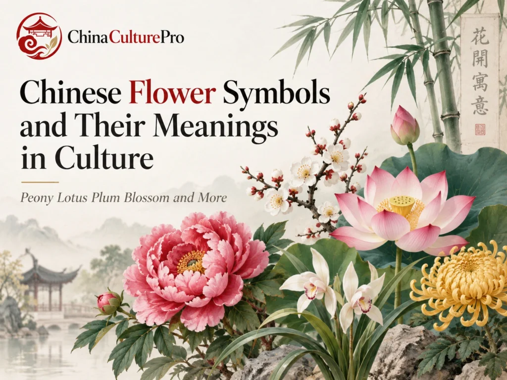 Chinese Flower Symbols and Their Meanings in Culture with peony lotus plum blossom orchid chrysanthemum and bamboo art