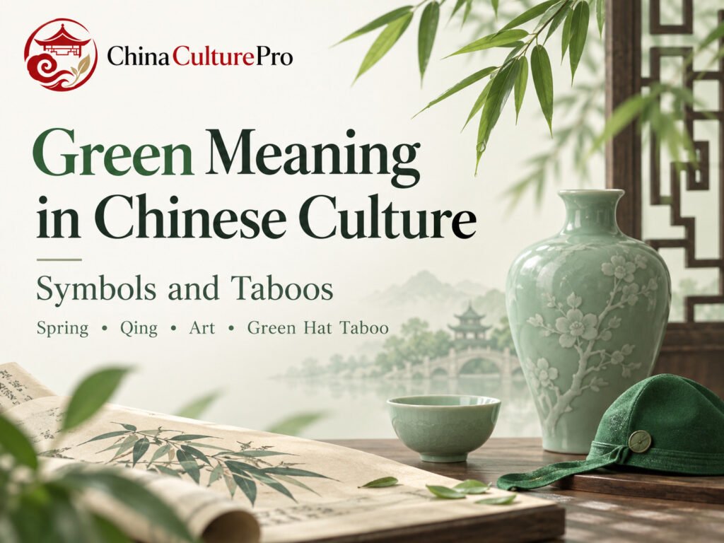 Green Meaning in Chinese Culture Symbols and Taboos with celadon vase bamboo green hat and garden scene
