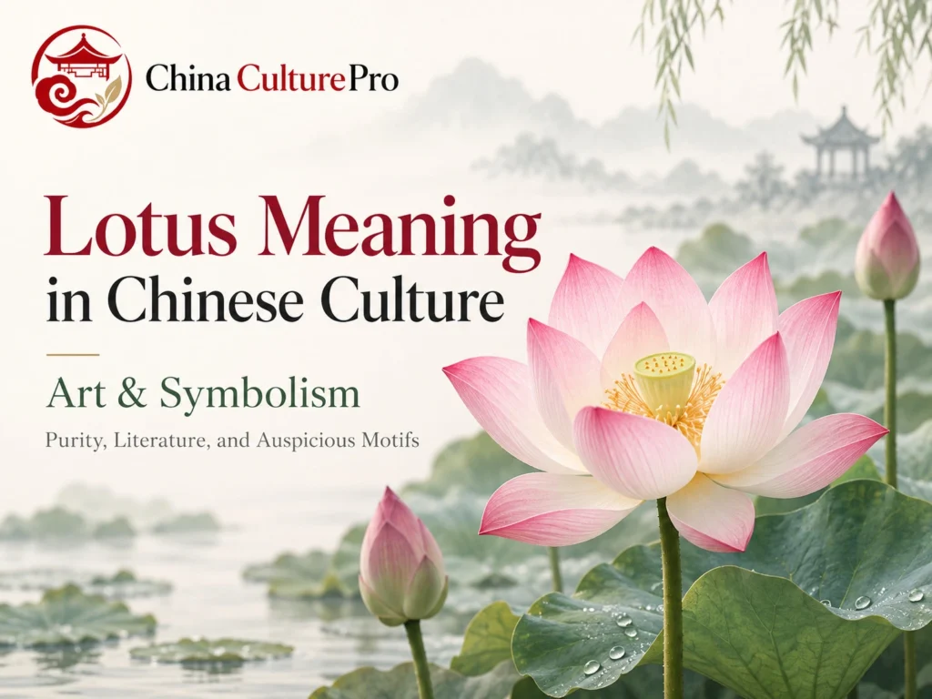 Makna lotus dalam budaya Tiongkok dan simbolismenya, dengan kolam lotus merah muda serta taman tradisional Tiongkok