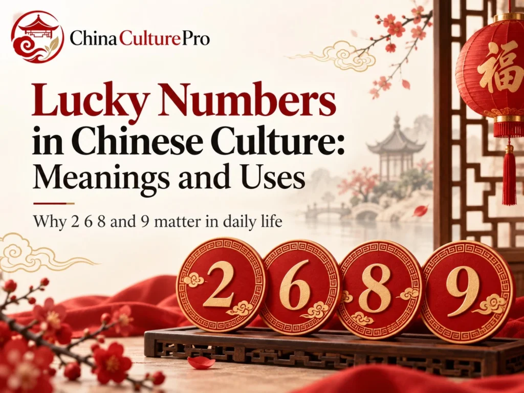 Lucky Numbers in Chinese Culture Meanings and Uses with 2 6 8 9 red lantern and Chinese festive design