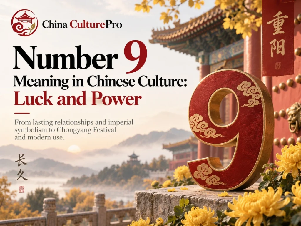 Number 9 Meaning in Chinese Culture Luck and Power with imperial palace chrysanthemums Chongyang and longevity symbolism