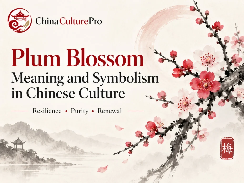中国文化における梅の意味と象徴を表す冬枝の伝統的な紅梅