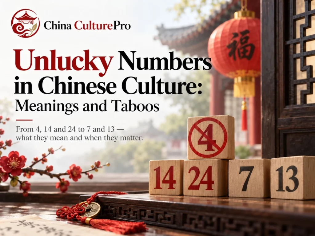 Unlucky Numbers in Chinese Culture Meanings and Taboos with number 4 taboo 14 24 7 13 and Chinese setting