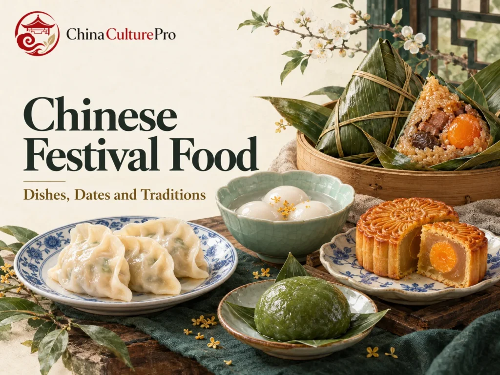 Cuisine des fêtes chinoises jiaozi gâteaux de lune boulettes de riz et zongzi