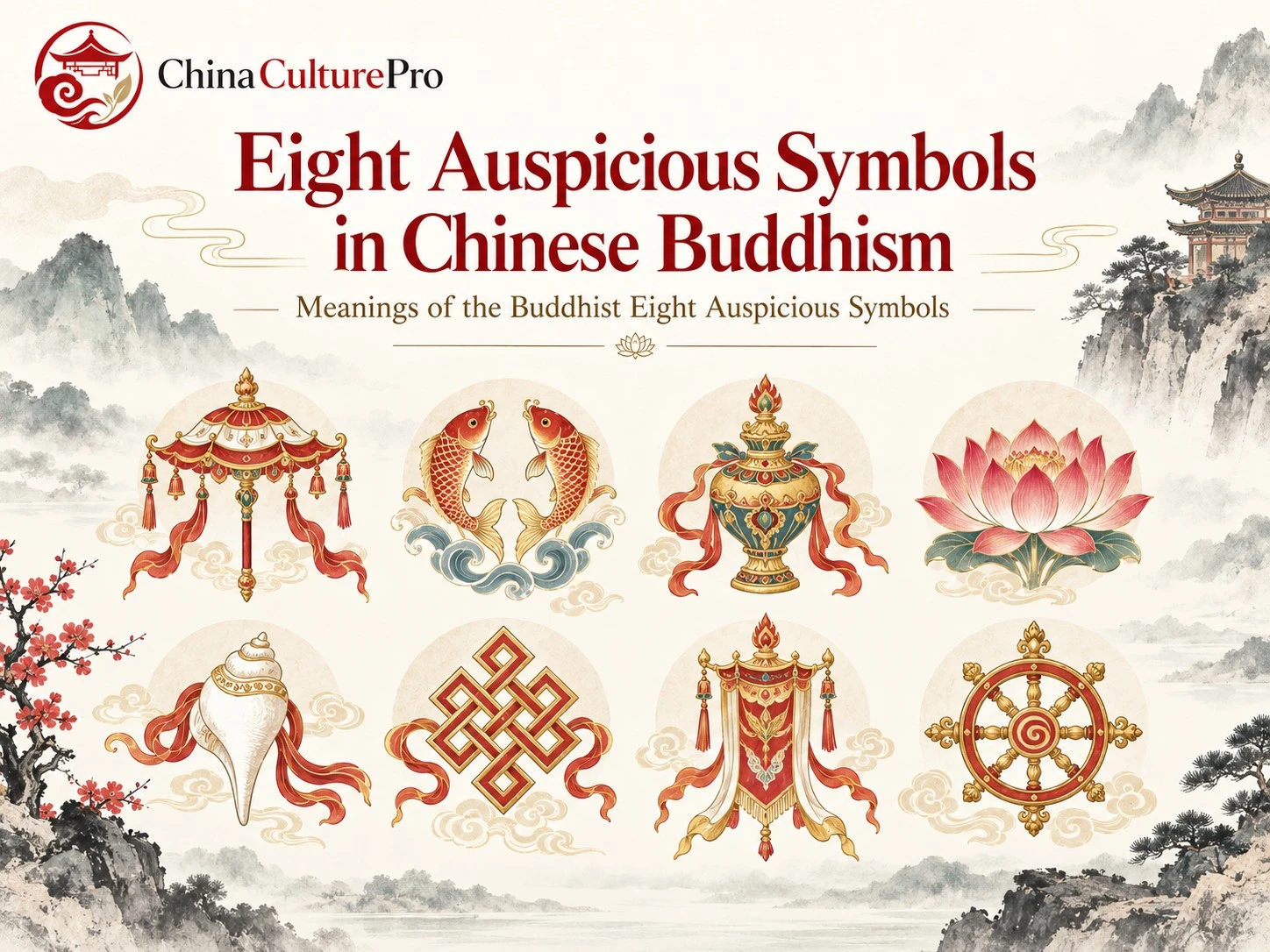 Huit symboles auspicieux du bouddhisme chinois significations