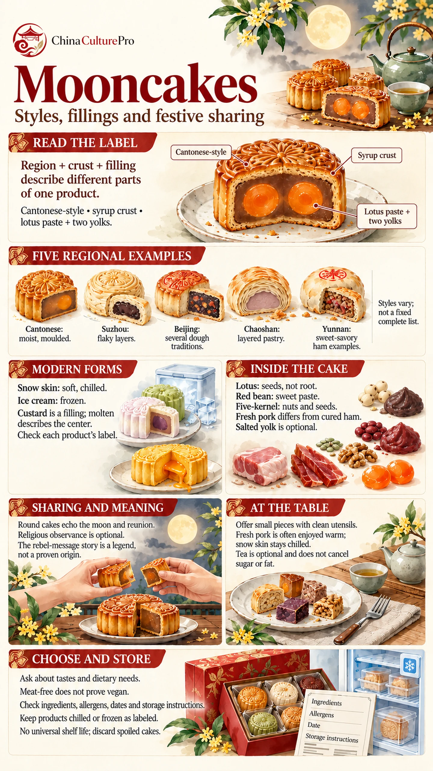Mooncake styles fillings sharing and storage illustrated guide Mooncake styles fillings sharing and storage illustrated guide